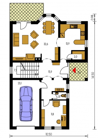 Image miroir | Plan de sol du rez-de-chaussée - ELEGANT 121